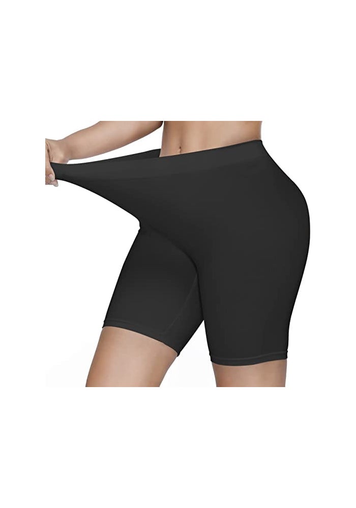 Mysha Women's High Waist Seamless Cycling Shorts - 2 Pack (Black & Beige) - Image 2