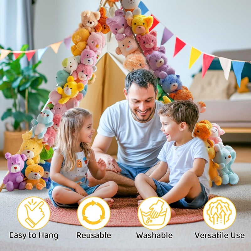 Rainflow 2PCS Hanging Stuffed Animals Storage Chain  Stuffed Animal Chain Organizer with 40 Metal Clips80 Inch Display Holder Chain for Wall or Corner DecorHanging HatsSocksHoliday Cards - Image 4