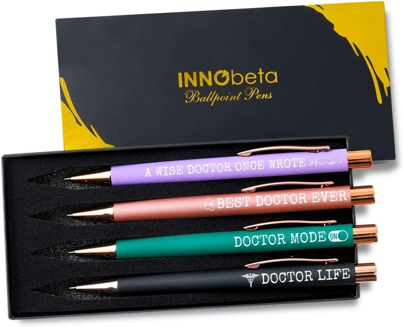 InnoBeta Doctor Gifts for Women Ballpoint Pen Set of 4 Funny Inspirational Pen Office Tools for Doctor Med School Students - Image 1