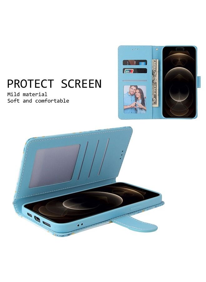 iPhone 14 Pro Max Mobile Case Cover with Premium PU Leather Geometric Marble Pattern Wallet Back Cover with Detachable Wrist Strap Magnetic Closure Shockproof Marble Flip Protector  Blue