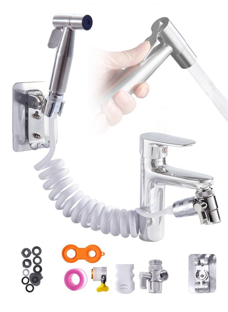 Bukela Stainless steel portable travel portable bidet faucet, boosted water flow kit, 3m hose, 2 types of bases, adapter kit. Suitable for home/hotel/camping/female/baby care - Image 1