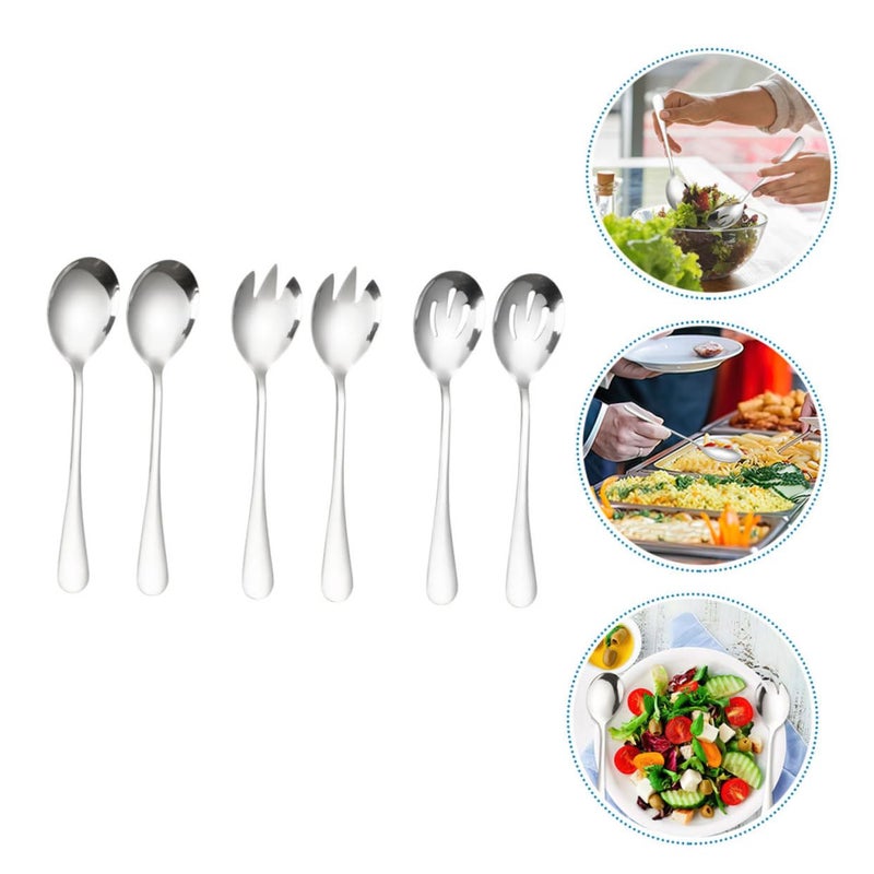 Stainless Steel Serving Spoons Set Slotted Solid and Spork for Salad BBQ Party - Image 3