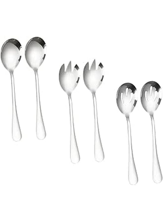 Stainless Steel Serving Spoons Set Slotted Solid and Spork for Salad BBQ Party - Image 1