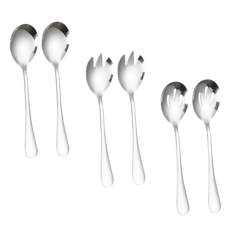 Stainless Steel Serving Spoons Set Slotted Solid and Spork for Salad BBQ Party - Image 2