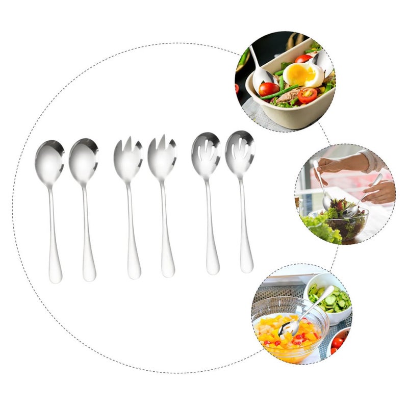 Stainless Steel Serving Spoons Set Slotted Solid and Spork for Salad BBQ Party - Image 4