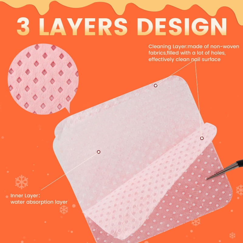 Corconess 400PCS Lint Free Nail Wipes with Dispenser - Gel Nail Polish Remover Wipes with Acetone Dispenser,Lash Extensions Glue Cleaning Wipe with 1PCS Empty Pump Dispenser Bottle Nail Supplies - Image 2