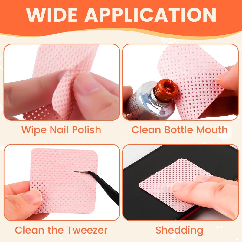 Corconess 400PCS Lint Free Nail Wipes with Dispenser - Gel Nail Polish Remover Wipes with Acetone Dispenser,Lash Extensions Glue Cleaning Wipe with 1PCS Empty Pump Dispenser Bottle Nail Supplies - Image 5