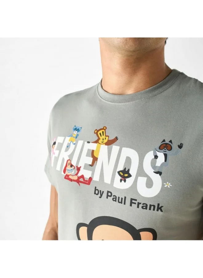 SP Characters Paul Frank Print Crew Neck T-shirt with Short Sleeves