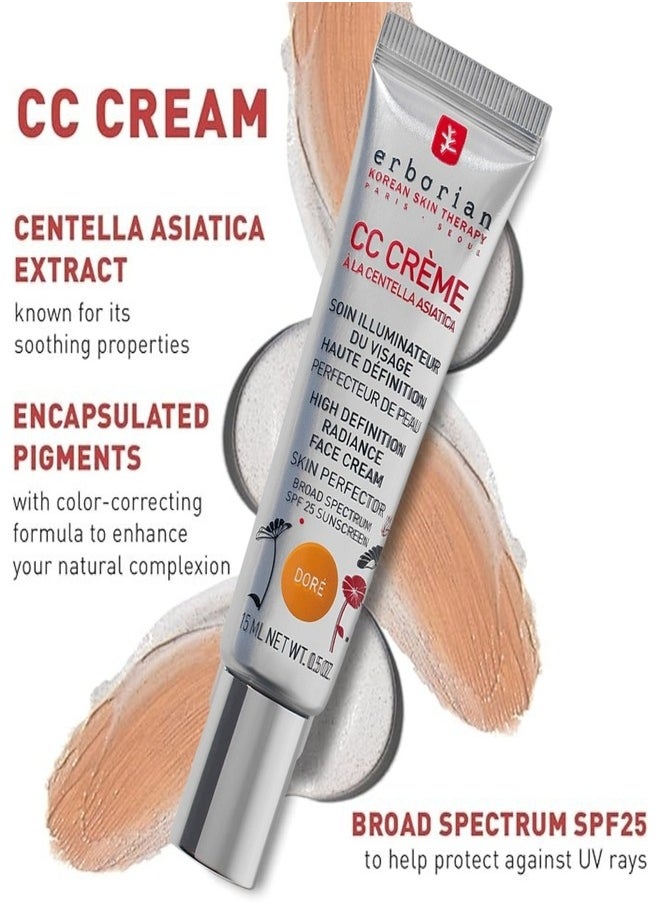 erborian - ERBORIAN CC Cream SPF 25, Dore - Lightweight Coverage & Sun Protection 15ml - Image 1