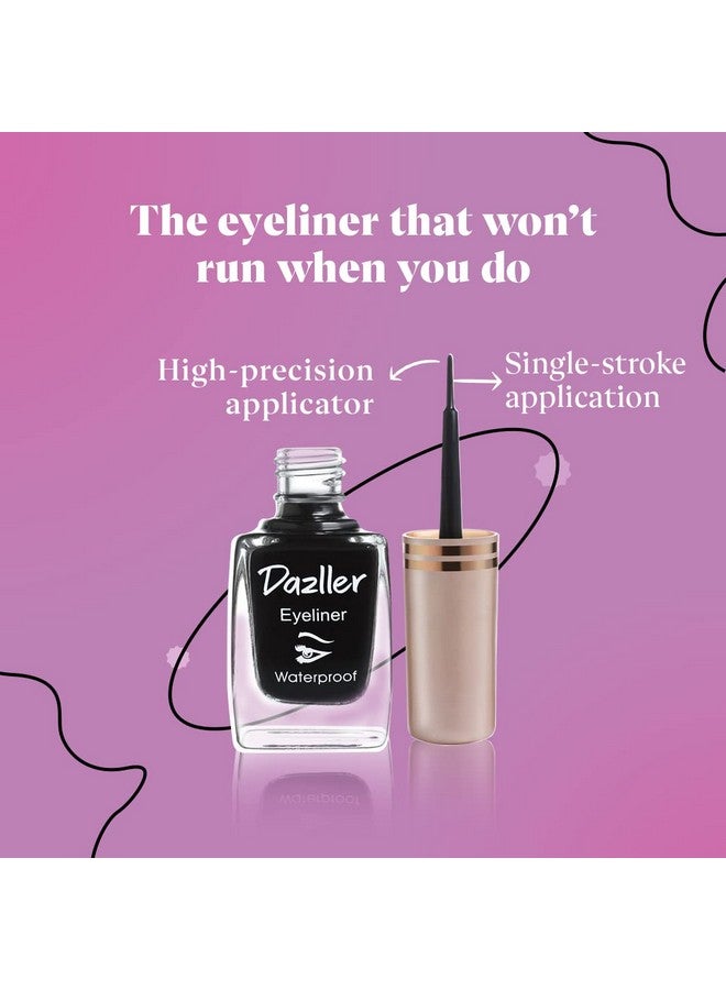 DAZLLER Liquid Eyeliner Waterproof, 9.5Ml, Black, Smudge-Proof, Matte, One Stroke Application, Long-Lasting, Deeply Pigmented, Lightweight, Quick-Drying - Image 2