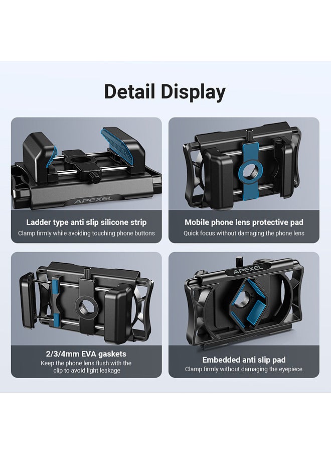 APEXEL APL-F002X Telescope Phone Adapter 360° Rotatable Phone Mount for Telescope Phone Holder for Monocular Microscope Spotting Binocular Photo Adapter Smartphone Digiscoping Adapter  - Image 5