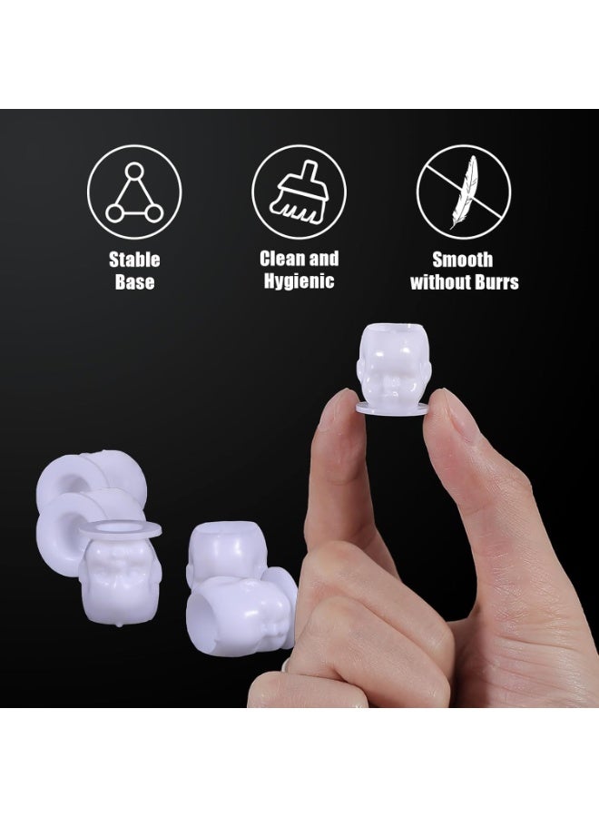YILONG Disposable Tattoo Ink Cups, 200PCS White Skull Shaped Tattoo Pigment Cups with Stable Base, Plastic Tattoo Ink Holders for Tattoo Supplies, Permanent Makeup, Microblading, Eyebrow Lip Tattoo Pigment Container - Image 3