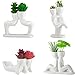 Potchen 4 Pieces Ceramic Air Planters Holder People Head White Cute Table Top Display Planters for Air Plants Lovers - Image 2