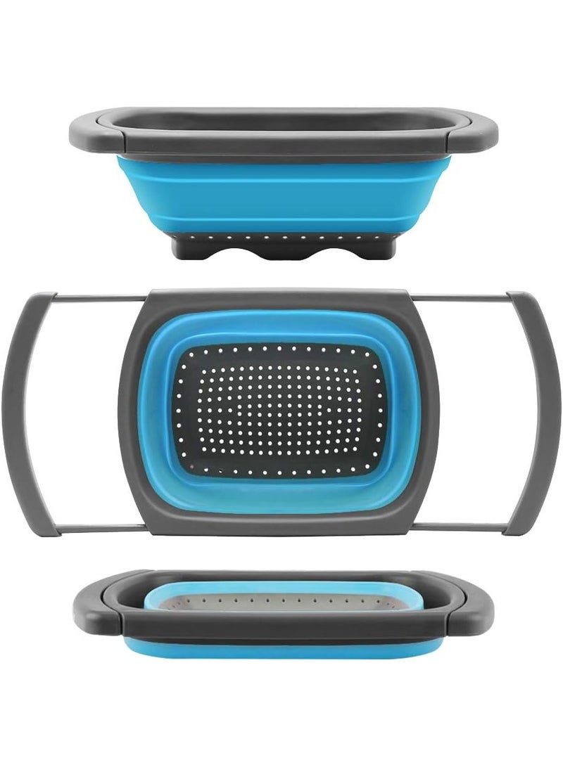 زوبا مصفاة قابلة للطي  - مصفاة فوق الحوض بمقابض قابلة للتمدد - مصفاة طعام قابلة للطي من السيليكون للمكرونة والخضروات والفواكه - Image 1