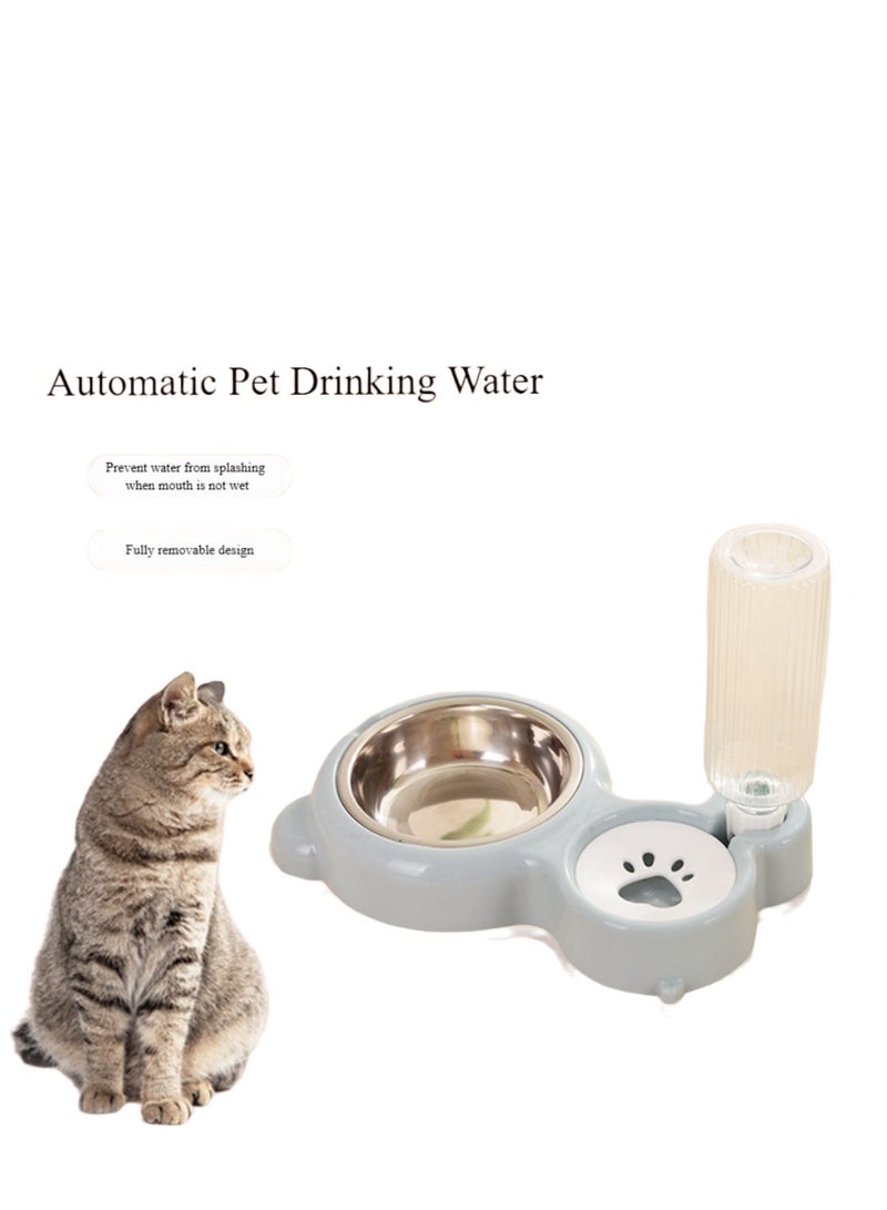 2-in-1 dog and cat stainless steel feeder and automatic gravity water dispenser, cat and dog feeder, automatic water bowl, food bowl - Image 1