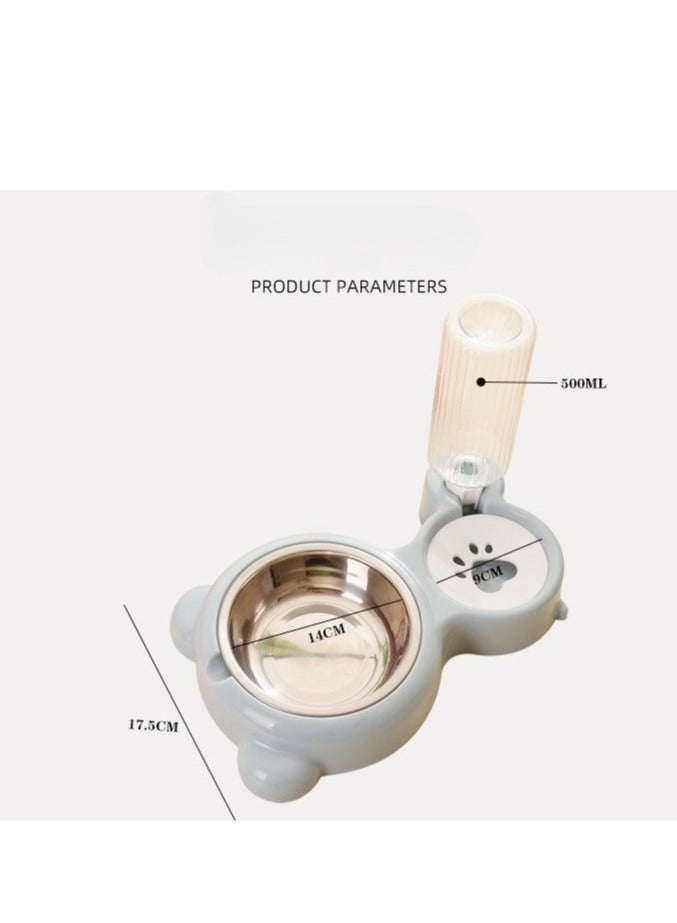 2-in-1 dog and cat stainless steel feeder and automatic gravity water dispenser, cat and dog feeder, automatic water bowl, food bowl - Image 2