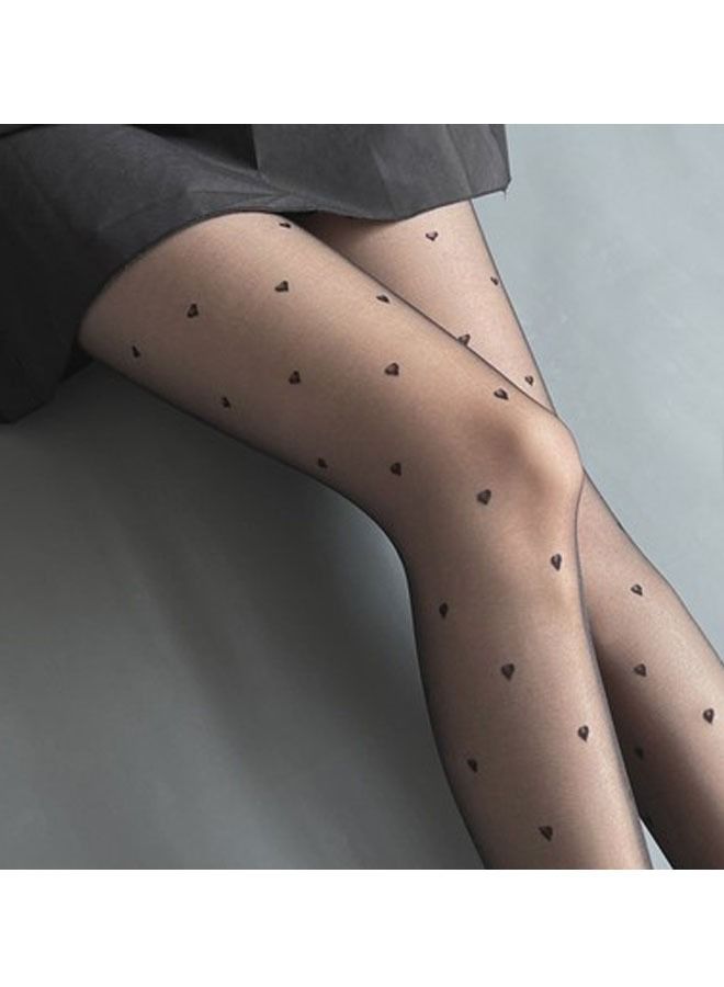 ZCM-HAPPY 4-Pairs hot style female Black stockings with heart polka dot - Image 2