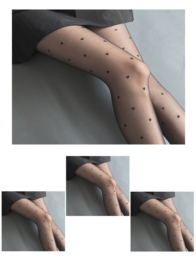 ZCM-HAPPY 4-Pairs hot style female Black stockings with heart polka dot - Image 1