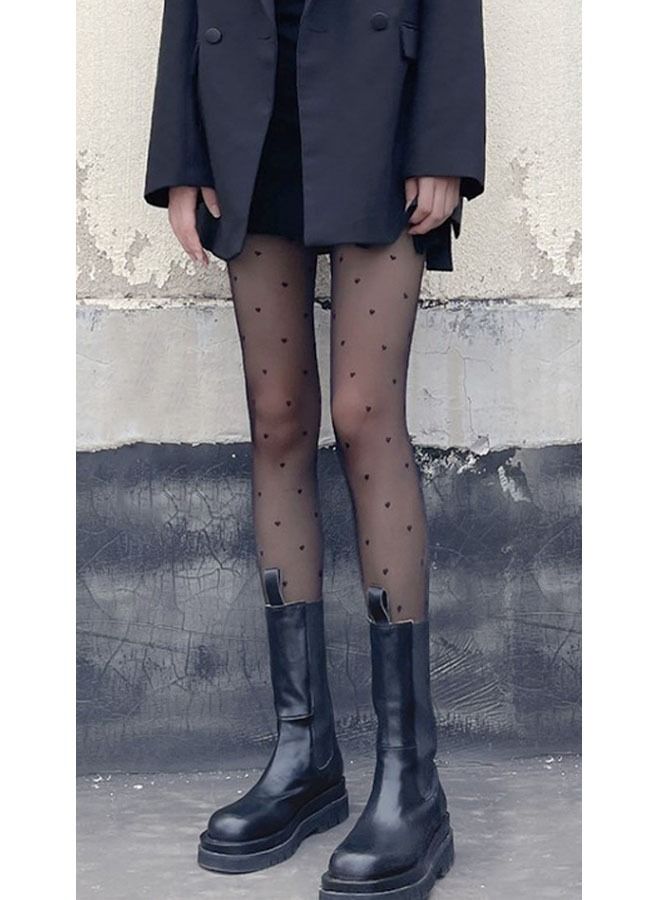ZCM-HAPPY 4-Pairs hot style female Black stockings with heart polka dot - Image 3