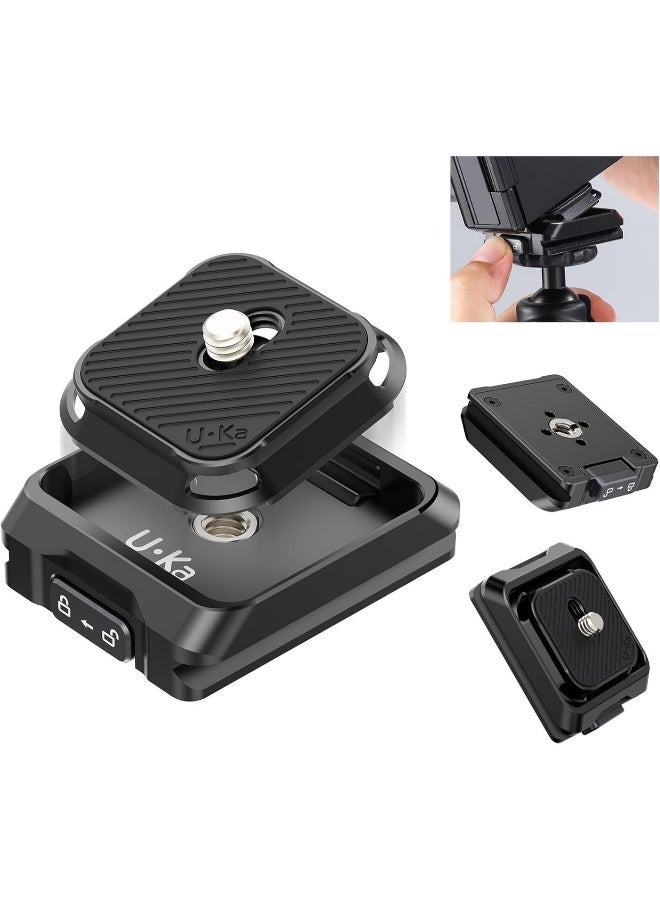 ULANZI UKA01 Quick Release Plate Kit, Arcac/F38 Interface Camera Quick Release Plate Mount Quick Setup w/ 1/4" to 3/8" Screw Thread Gimbles Sliders Tripods Adapter for Sony/Nikon/DJI/Fuji - Image 1