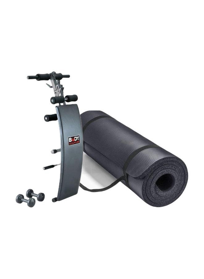 BODY SCULPTURE Yoga Mat 10mm with Strap & Sit Up Bench with 3kg Dumbbells Combo  - Image 1