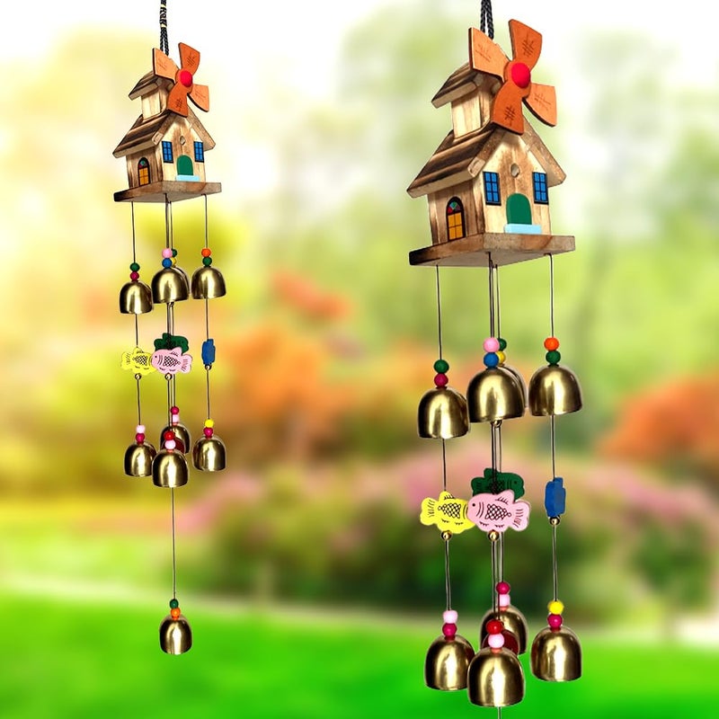 VIKACRAFT أجراس الرياح لغرفة المعيشة، الشرفة والمنزل طاقة إيجابية سلسلة الرياح لتزيين المنزل أجراس الرياح لتزيين المنزل، عناصر زخرفية معلقة على سقف غرفة النوم - Image 1