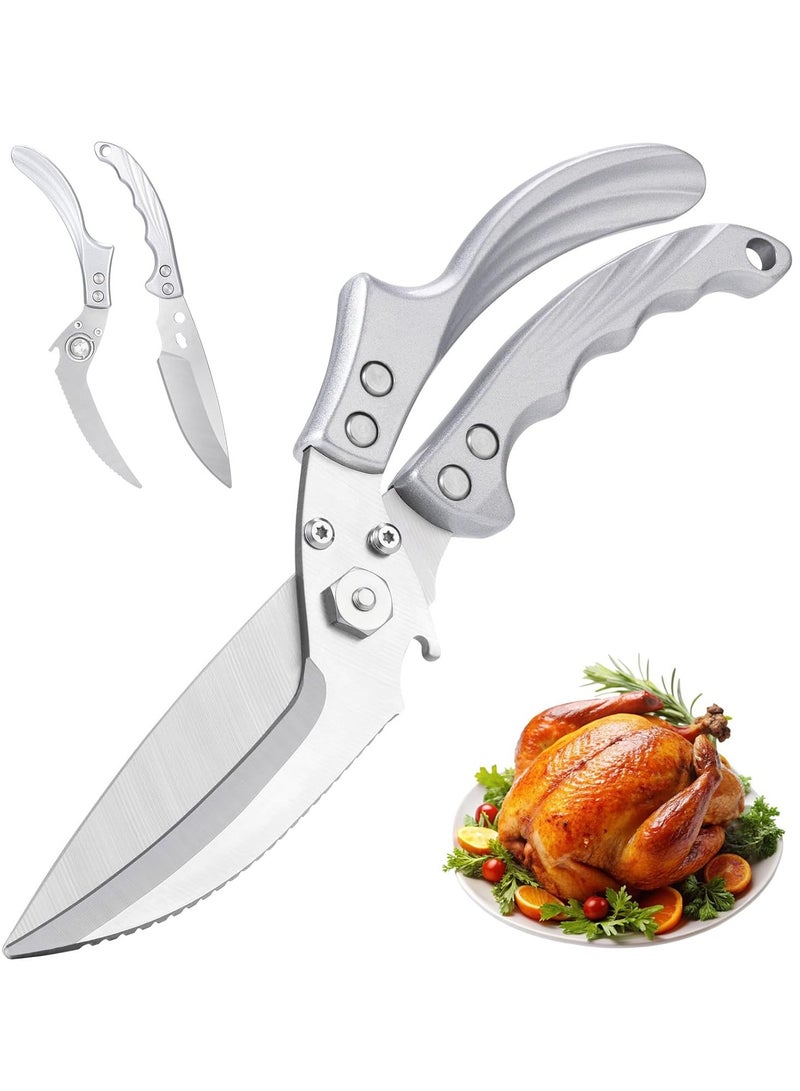 موثوقية التنبؤ مقص دواجن للمطبخ، مقص مطبخ شديد التحمل مع حافة مسننة، مقص مطبخ قابل للفصل مع زنبرك، حاد من الستانلس ستيل لتقطيع الدجاج والأسماك والعظام واللحوم - Image 1