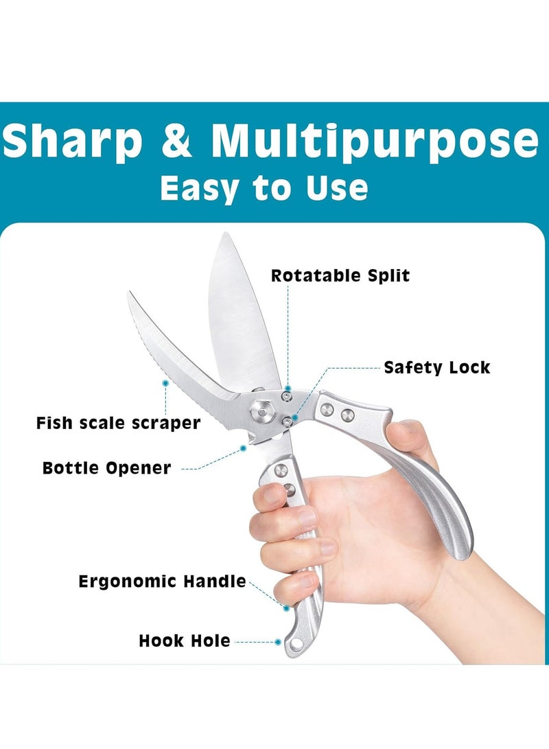 موثوقية التنبؤ مقص دواجن للمطبخ، مقص مطبخ شديد التحمل مع حافة مسننة، مقص مطبخ قابل للفصل مع زنبرك، حاد من الستانلس ستيل لتقطيع الدجاج والأسماك والعظام واللحوم - Image 3