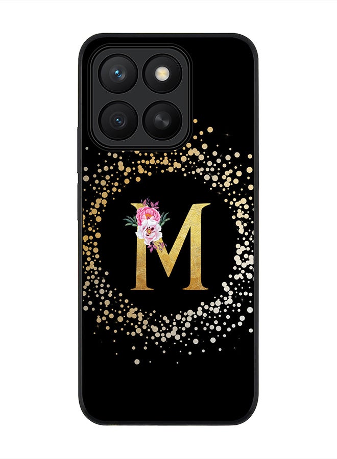 Stylizedd For Honor X8c Case,Slim fit Camera Protection, Shockproof Thin Phone cover  - Custom Monogram Floral - M ( Black )