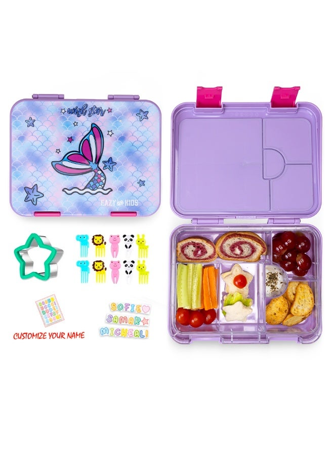 Eazy Kids حقيبة ظهر مدرسية على عجلات 17 بوصة مع مجموعة غداء بنتو قابلة للتحويل وزجاجة ماء معزولة – وردية حورية البحر - Image 3