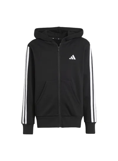 adidas جاكيت تدريب J 3S Fl Fz Hd أسود للأولاد من 7-8 سنوات
