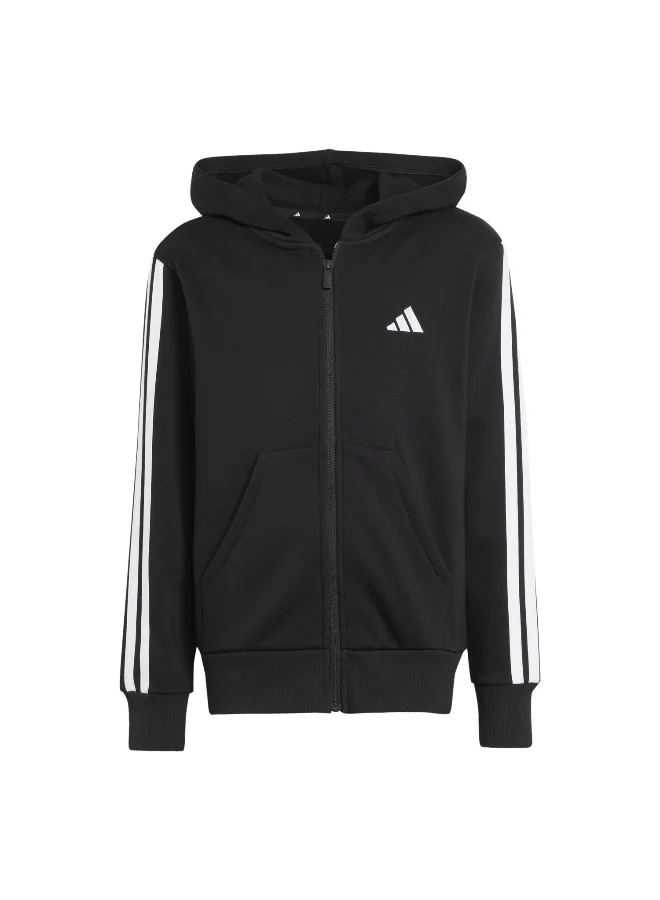 اديداس Adidas J 3S Fl Fz Hd Black Training Track Tops For Junior 7-8Y