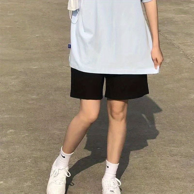 Mens Summer Basketball Shorts Casual White 9002-Black  - Image 1