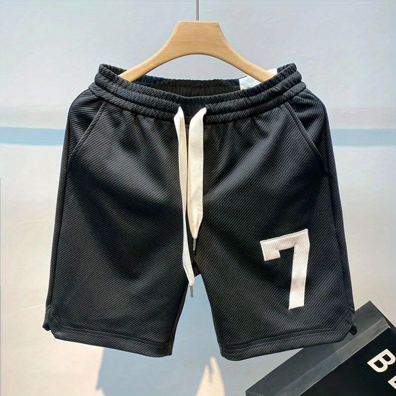 Mens Summer Basketball Shorts Casual White 9002-Black  - Image 4