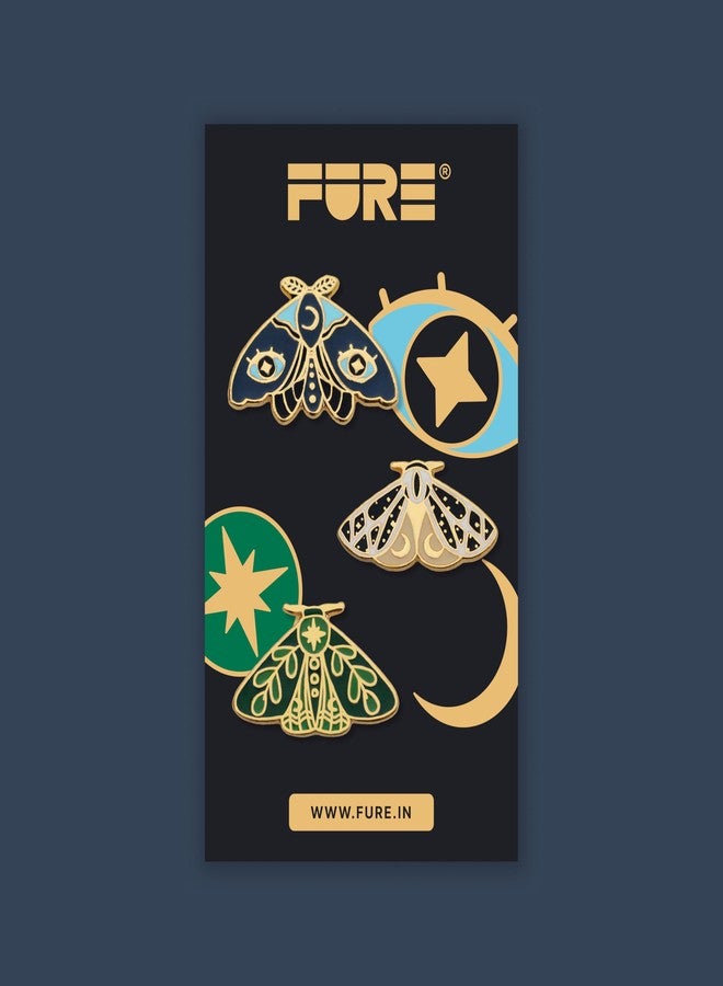 FURE Mystic Butterfly Enamel Pins - Set of 3 Multi-Colour Metal Enamel Pins for Men & Women - Image 2