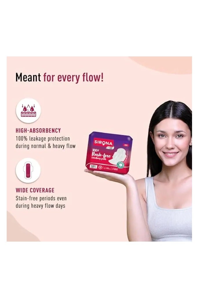 Sirona Cottony Soft Sanitary Pads XL With Wings,100% Rash Free 10 Pcs - Image 2