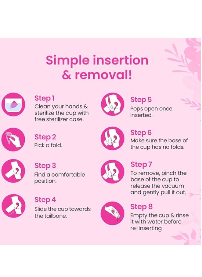 i-activ - i-activ Menstrual Cup for Women with free sterilizer case | Rash-Free, Leak-Free & Ultra soft Cup with Pouch| 100% Medical Grade Silicone | 8-10 hrs protection (Medium) Pack of 1 - Image 1