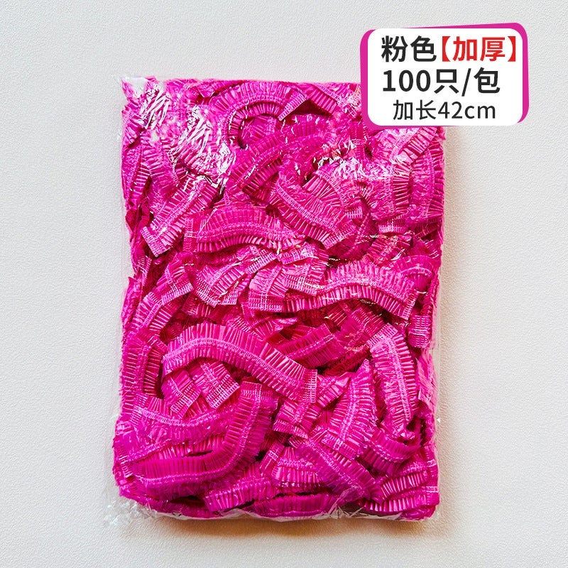 Disposable High-Pressure PE Shower Cap Pink thickened 42cm long 100