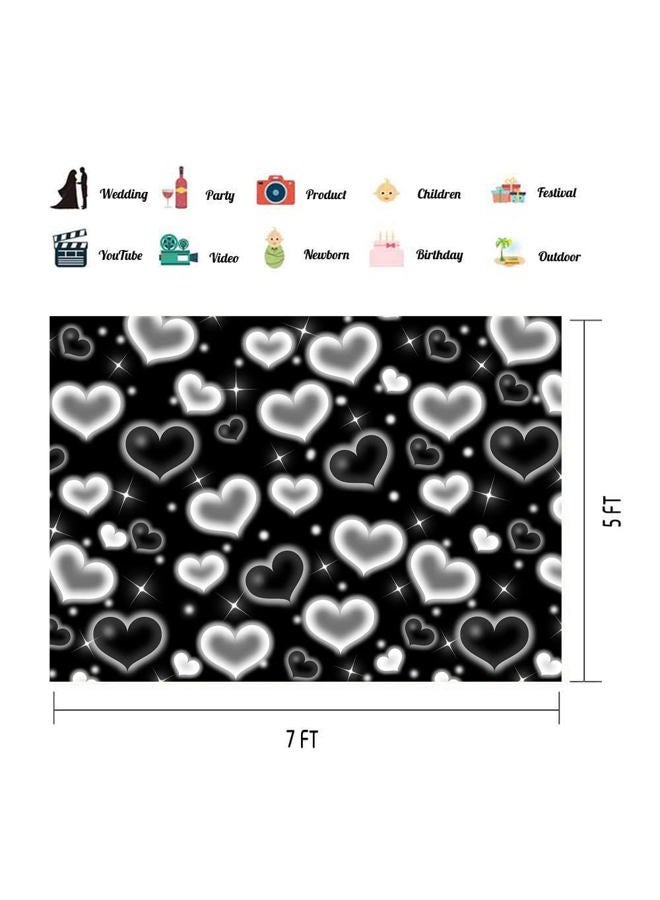 LYCGS 7X5FT Black Heart Photo Backdrop 90s Backdrops for Photoshoot Valentine's Day Backdropd Women Men Happy Birthday Photography Background Banner Photo Booth Studio Props X-14 - Image 4