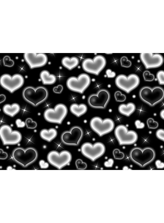LYCGS 7X5FT Black Heart Photo Backdrop 90s Backdrops for Photoshoot Valentine's Day Backdropd Women Men Happy Birthday Photography Background Banner Photo Booth Studio Props X-14 - Image 1