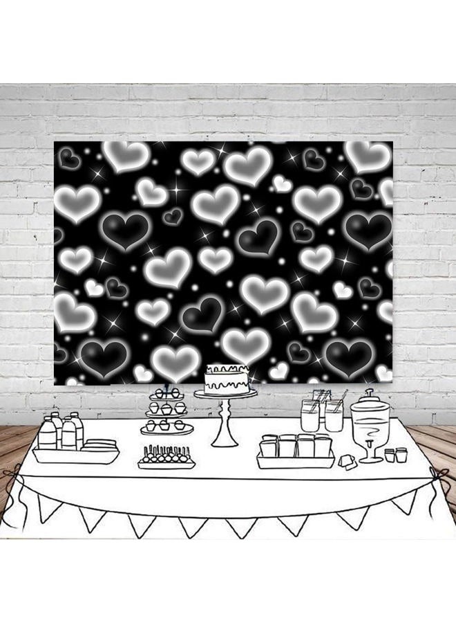 LYCGS 7X5FT Black Heart Photo Backdrop 90s Backdrops for Photoshoot Valentine's Day Backdropd Women Men Happy Birthday Photography Background Banner Photo Booth Studio Props X-14 - Image 5