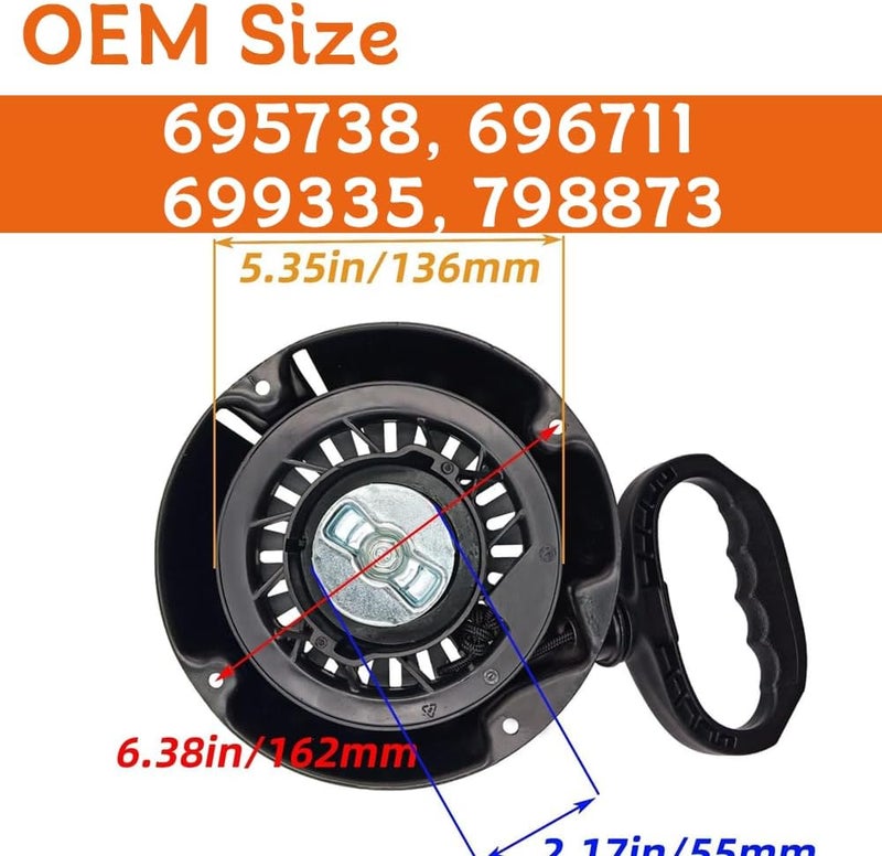 High-Performance Recoil Starter for For BS 1150, 1450, 1650 Snow Blower Engines - OEM 695738, 696711, 699335, and 798873 Compatible - Durable Replacement Starter for Winter Operations - Image 2