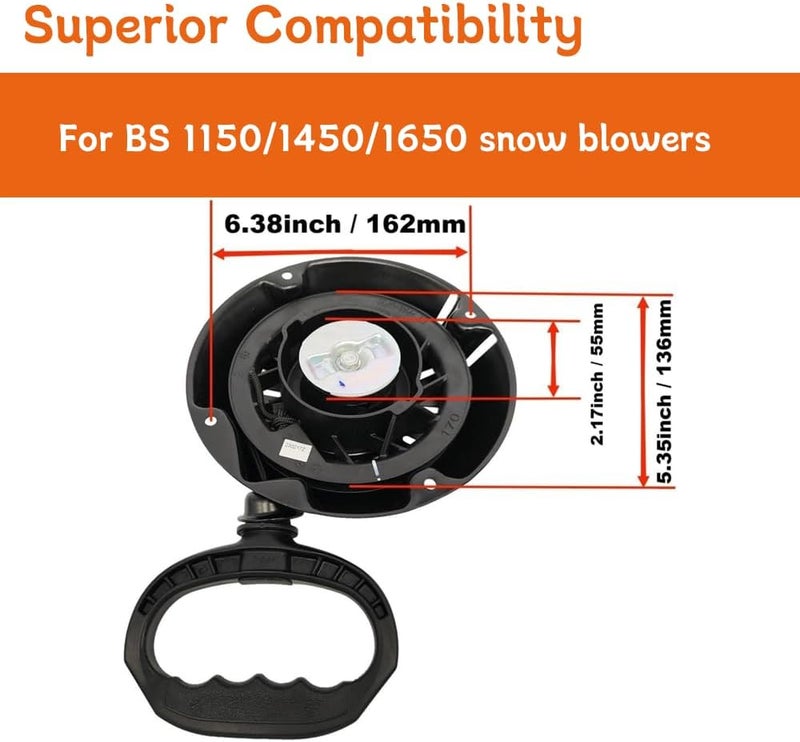 High-Performance Recoil Starter for For BS 1150, 1450, 1650 Snow Blower Engines - OEM 695738, 696711, 699335, and 798873 Compatible - Durable Replacement Starter for Winter Operations - Image 3