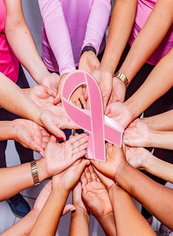 Aflyu 150 Pieces Pink Ribbn Cutouts Breast Cancer Awareness Paper Cutouts Card for Breast Cancer Awareness Theme Events Supply (Pink) - Image 5