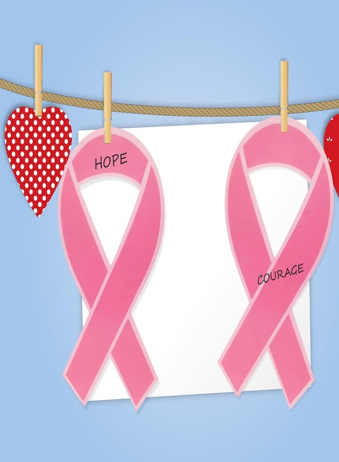 Aflyu 150 Pieces Pink Ribbn Cutouts Breast Cancer Awareness Paper Cutouts Card for Breast Cancer Awareness Theme Events Supply (Pink) - Image 3