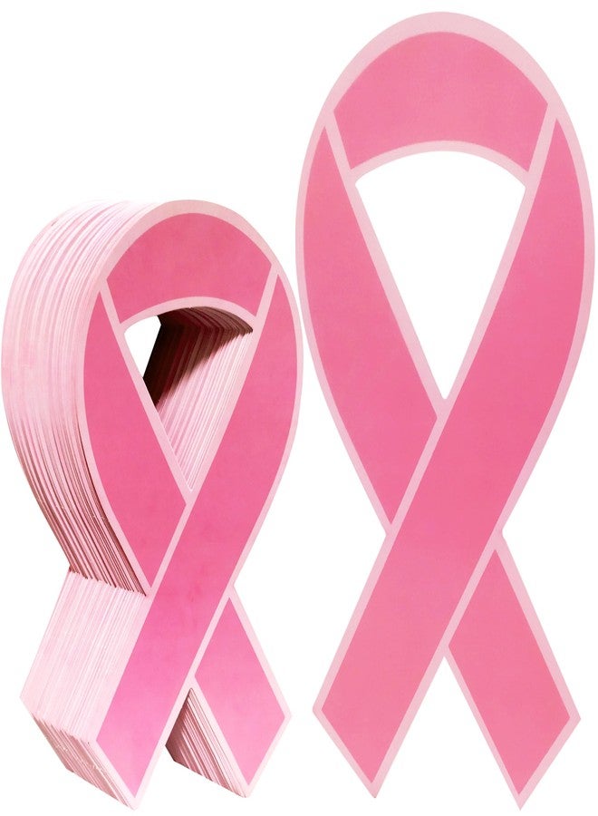 Aflyu 150 Pieces Pink Ribbn Cutouts Breast Cancer Awareness Paper Cutouts Card for Breast Cancer Awareness Theme Events Supply (Pink) - Image 1