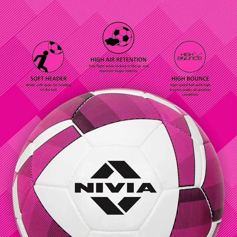 نيفيا Nivia Latino Football - 32 Panel PU Stitched Ball for Soft & Wet Ground, Hard Ground with Grass & Artificial Turf, Size 5