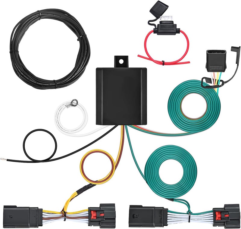 Nilight 4-Way Trailer Wiring Harness Kit 56407 Vehicle Side Custom JL Trailer Towing Wire Harness Compatible with Wrangler JL 2018-2023 and Gladiator 2020-2023, 2 Years Warranty,Black - Image 1