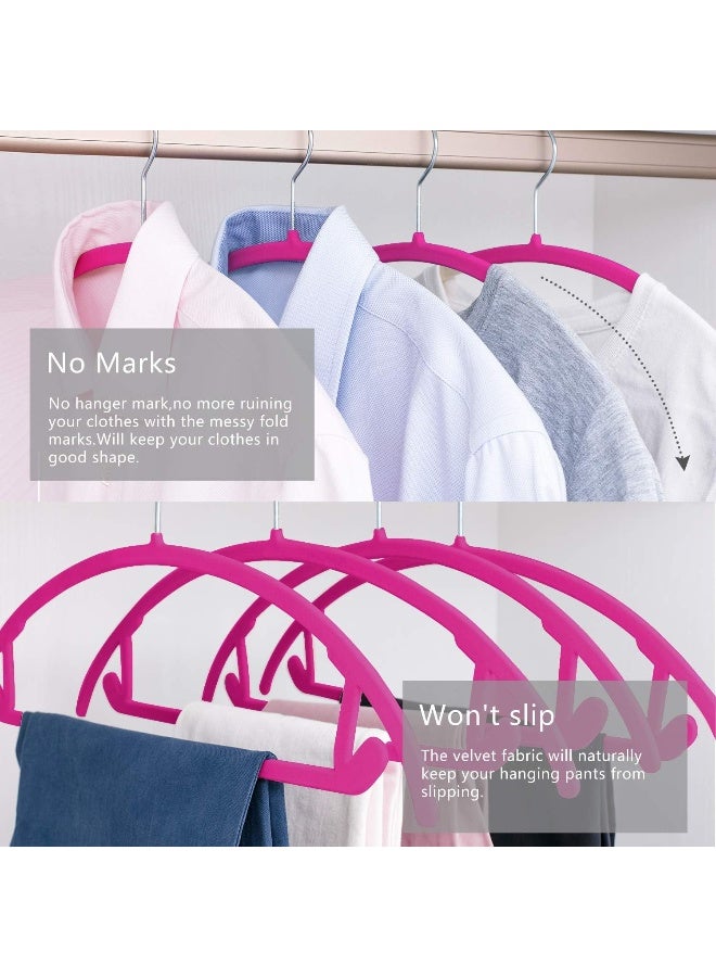 MIZGI Premium Velvet Hangers (Pack of 50) Heavy duty- Non Slip No Shoulder Bump Suit Hangers - Chrome Hooks, Space Saving Clothes Hangers, Rounded Hangers for Coat, Sweater, Jackets, Pants - Image 5