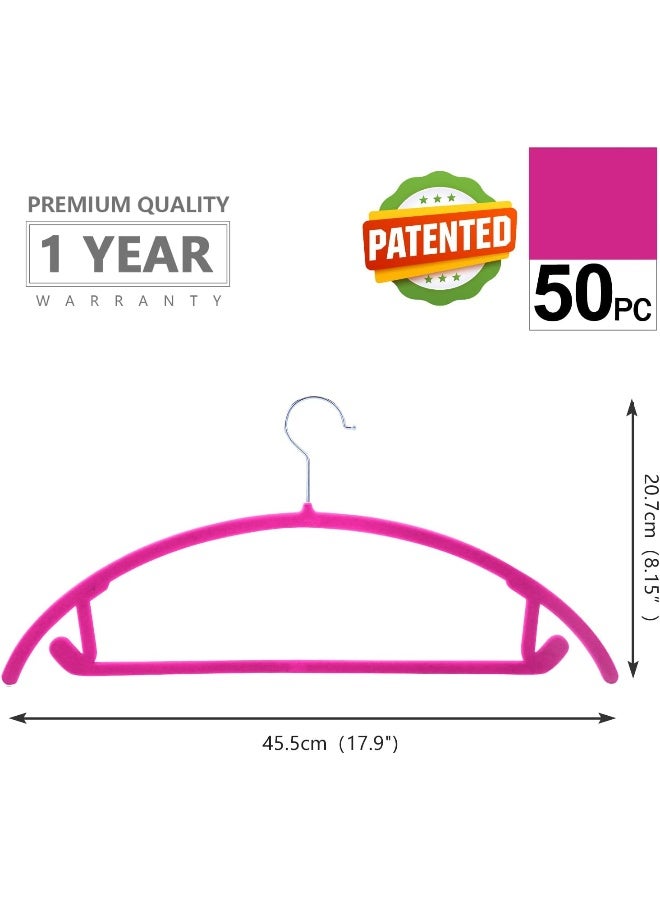 MIZGI Premium Velvet Hangers (Pack of 50) Heavy duty- Non Slip No Shoulder Bump Suit Hangers - Chrome Hooks, Space Saving Clothes Hangers, Rounded Hangers for Coat, Sweater, Jackets, Pants - Image 2